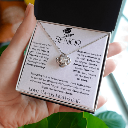 SENIOR WHITE / LOVE KNOT NECKLACE
