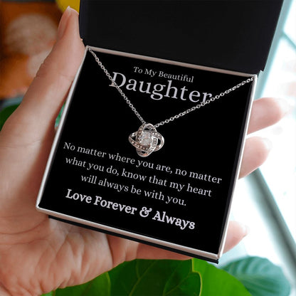 Beautiful Daughter No Matter What Black Love Knot Necklace