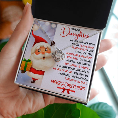 Daughter Santa Never Forget Love Knot Necklace