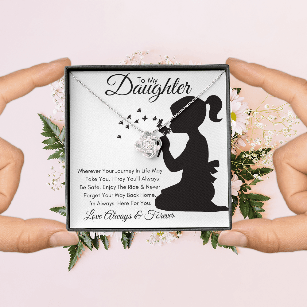 Daughter Silhouette Journey / Love Knot Necklace