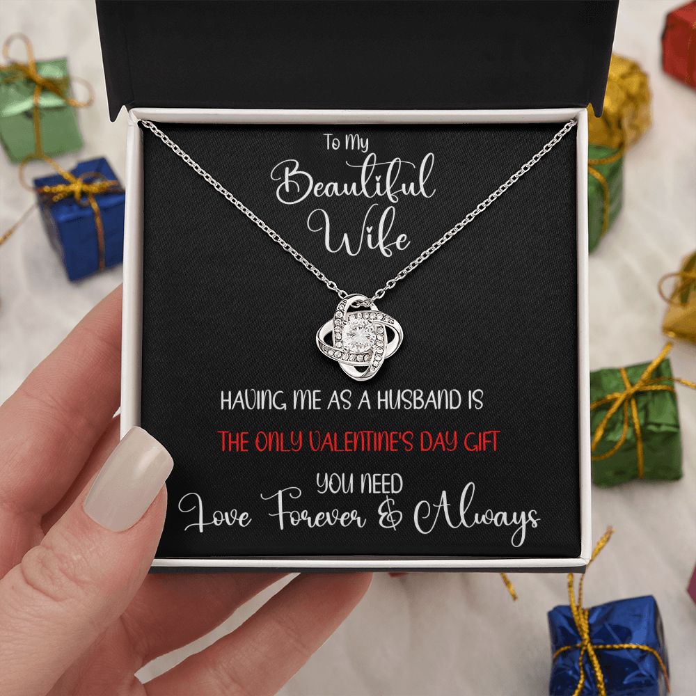 Beautiful Wife Only Gift Love Knot Necklace White