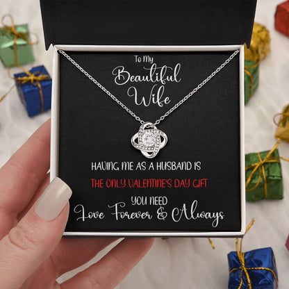 Beautiful Wife Only Gift Love Knot Necklace White