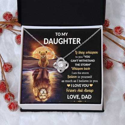 Daughter Lion Storm Whisper Love Knot Necklace