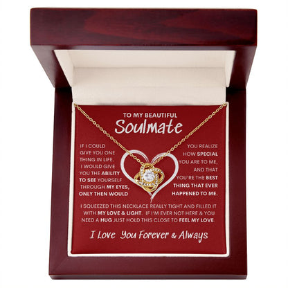 Beautiful Soulmate Special Big Red Heart Love Knot Necklace