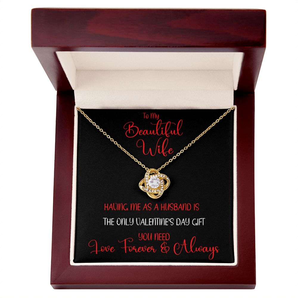 Beautiful Wife Only Gift Love Knot Necklace  Red
