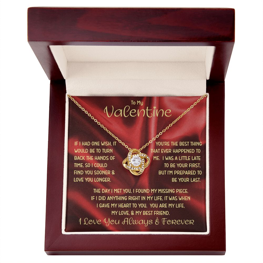 My Valentine Red Love Knot Necklace