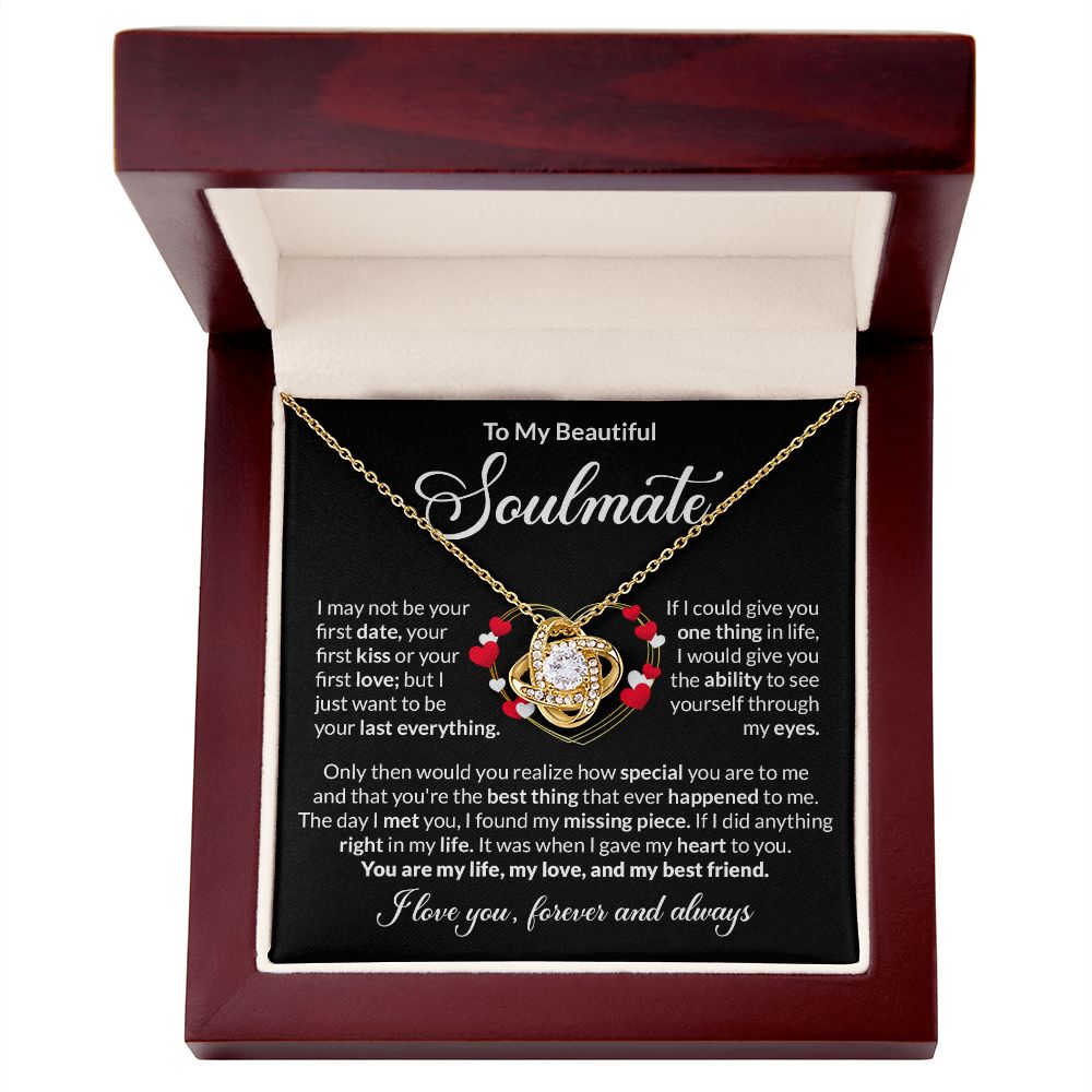 Soulmate Last Everything Gold Heart Love Knot Necklace