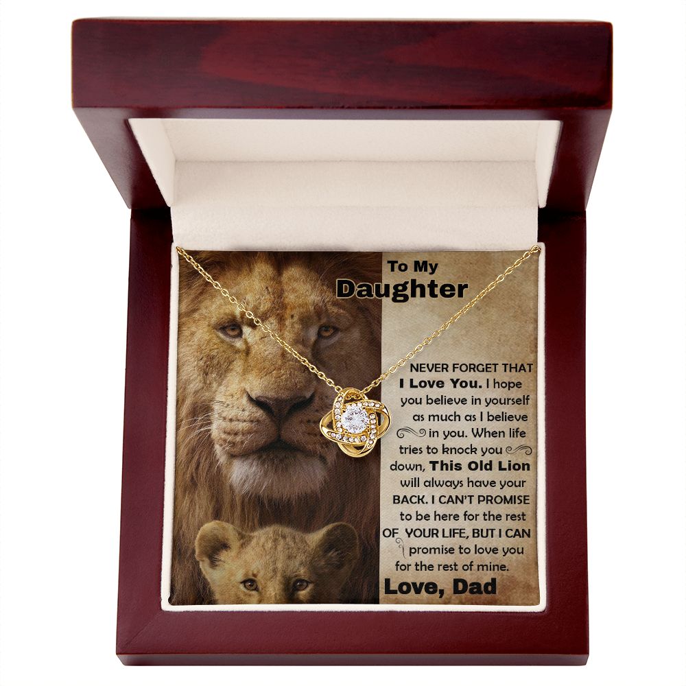 Daughter Old Lion Back Love Knot Necklace