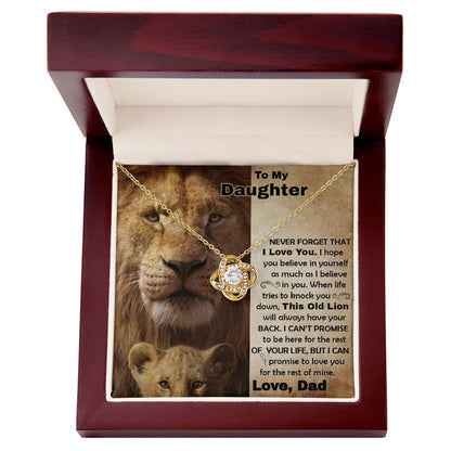 Daughter Old Lion Back Love Knot Necklace