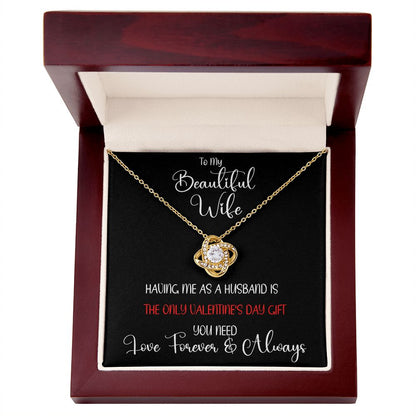Beautiful Wife Only Gift Love Knot Necklace White