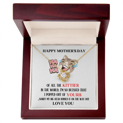 Mother's Day Your Brown Kitty Love Knot Necklace
