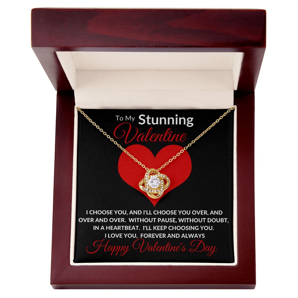 Stunning Valentine BLK Love Knot Necklace