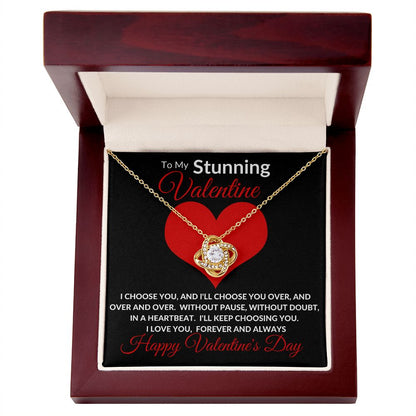 Stunning Valentine BLK Love Knot Necklace