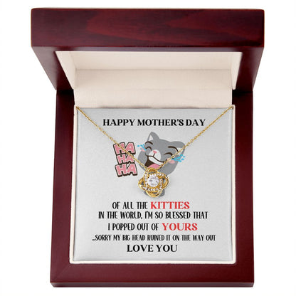 Happy Mother's Day Your Grey Kitty Love Knot Necklace