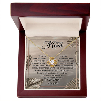 Mom Daughter No Words Love Knot Necklace