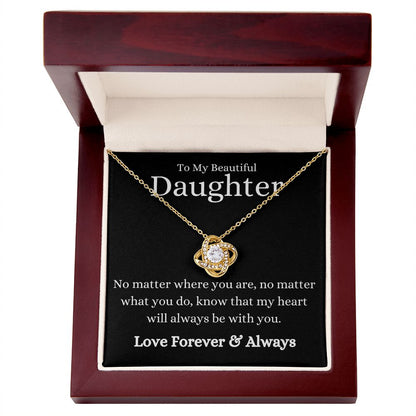 Beautiful Daughter No Matter What Black Love Knot Necklace