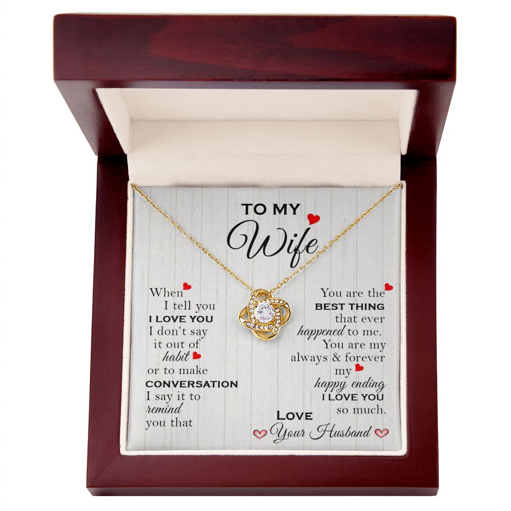 Wife Best Thing Red Hearts Love Knot Necklace