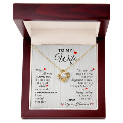 Wife Best Thing Red Hearts Love Knot Necklace