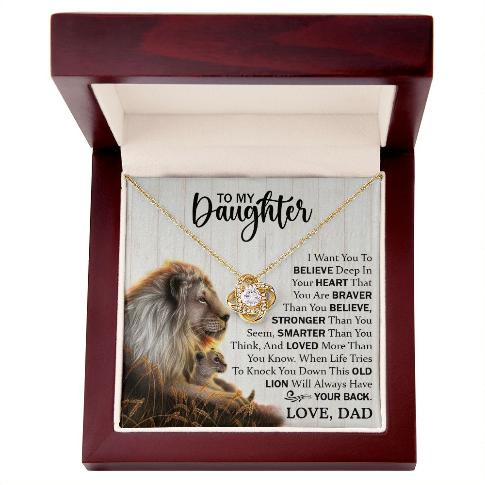Daughter Dad Old Lion Believe Love Knot Necklace