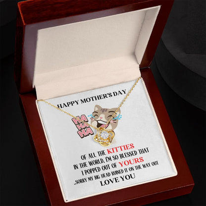 Mother's Day Your Brown Kitty Love Knot Necklace