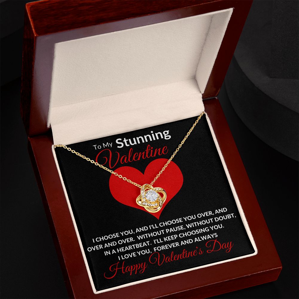 Stunning Valentine BLK Love Knot Necklace