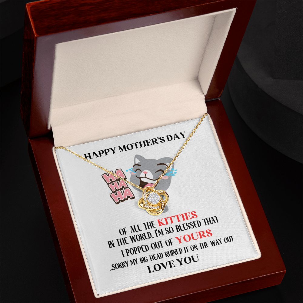 Happy Mother's Day Your Grey Kitty Love Knot Necklace