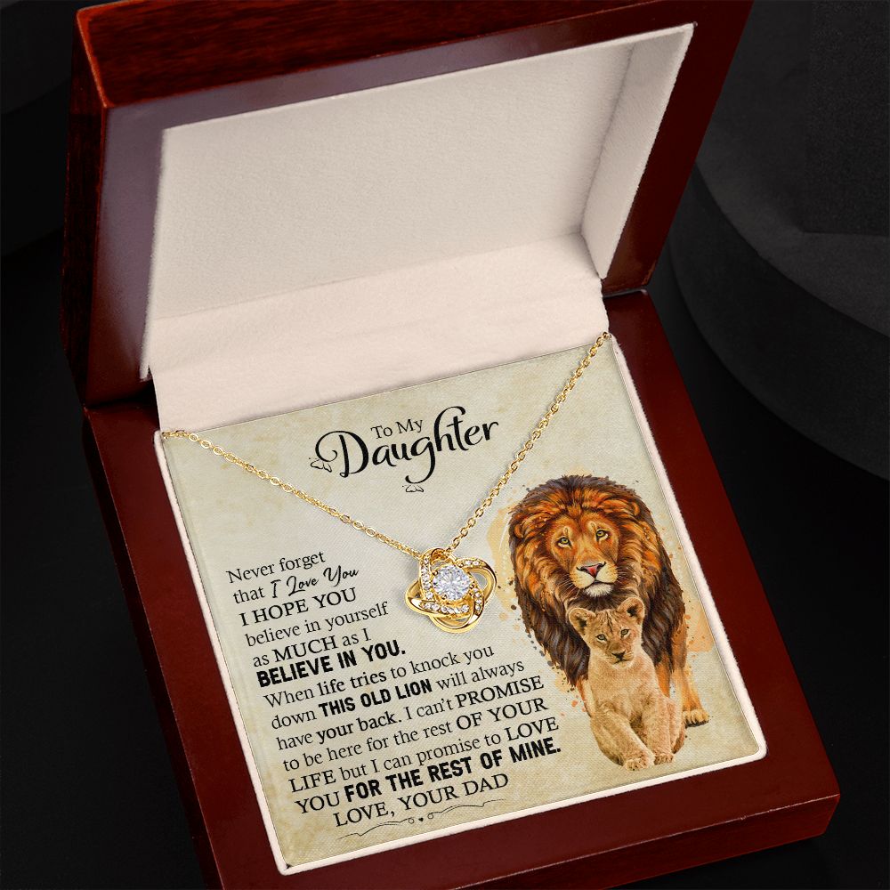 Daughter Dad Old Lion Promise Love Knot Necklace