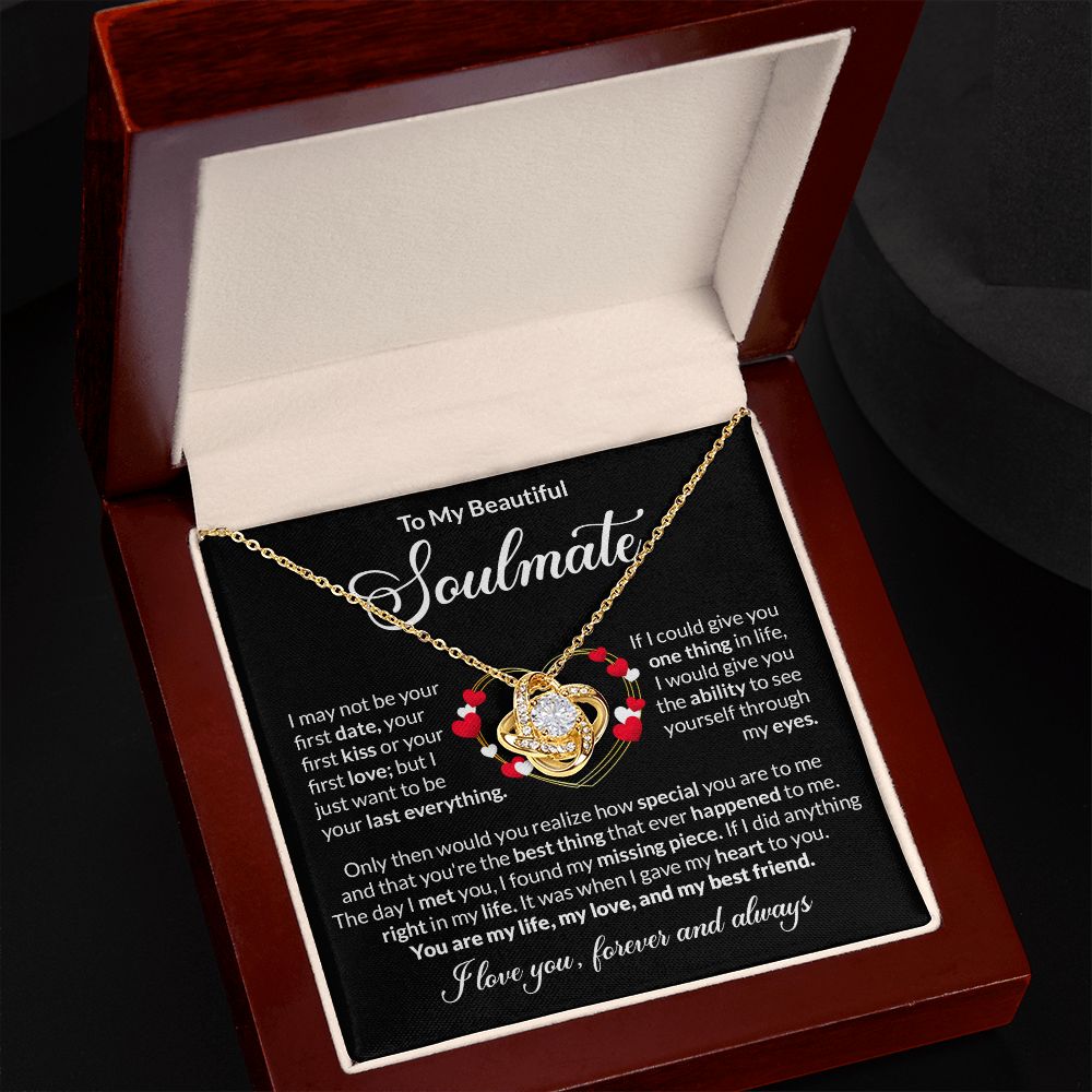Soulmate Last Everything Gold Heart Love Knot Necklace