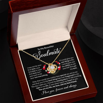 Soulmate Last Everything Gold Heart Love Knot Necklace