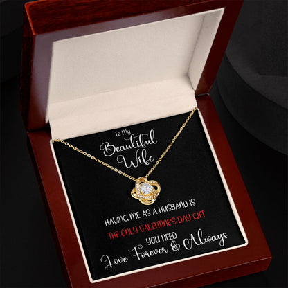 Beautiful Wife Only Gift Love Knot Necklace White
