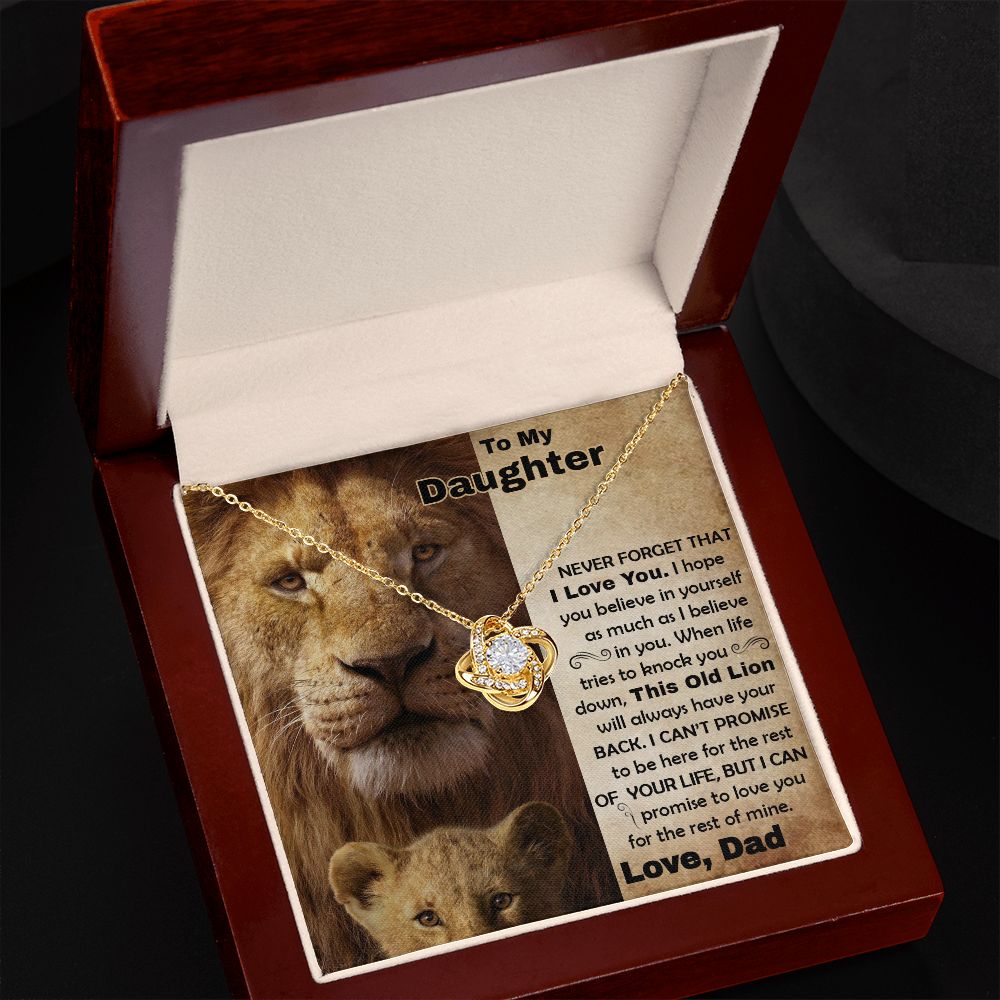 Daughter Old Lion Back Love Knot Necklace