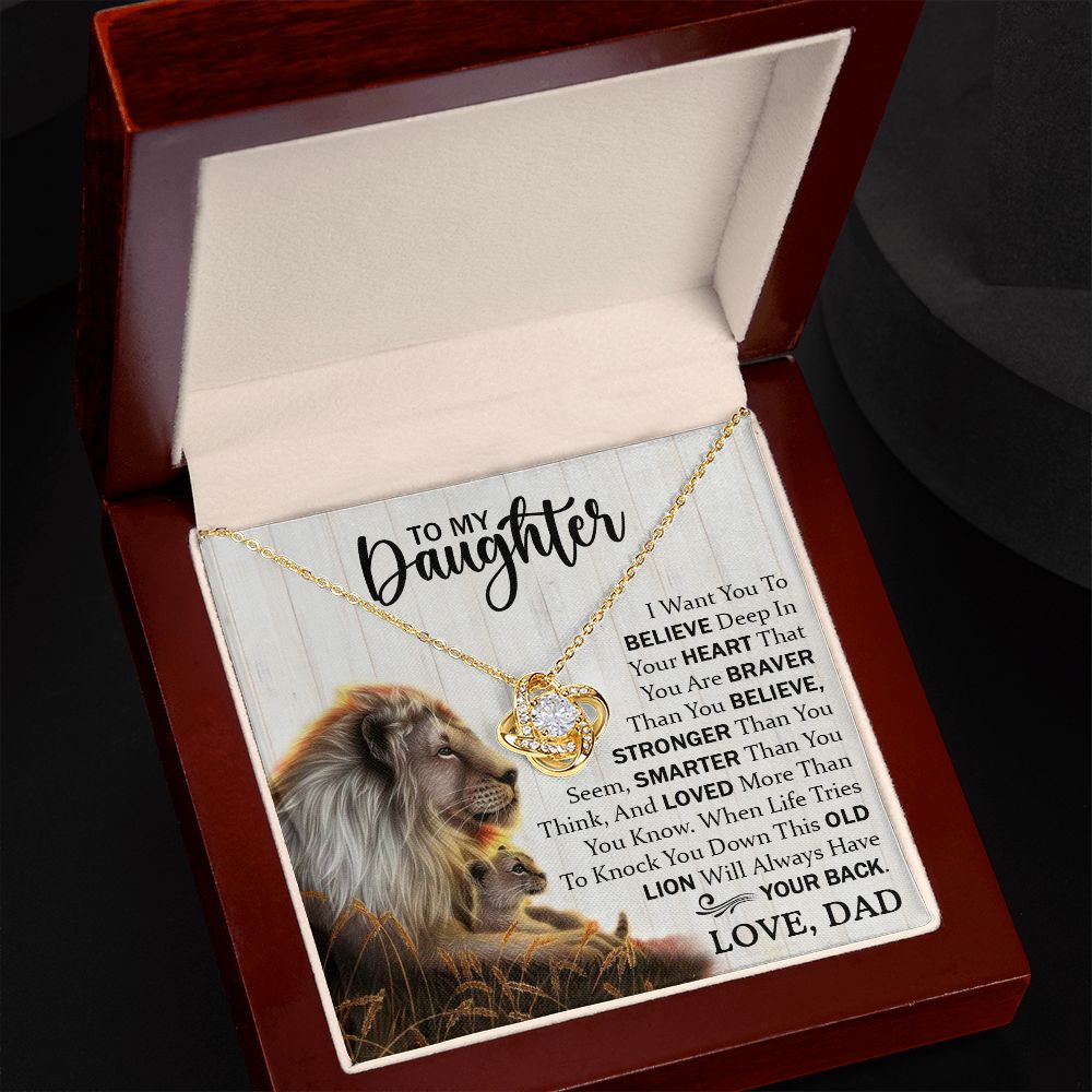 Daughter Dad Old Lion Believe Love Knot Necklace