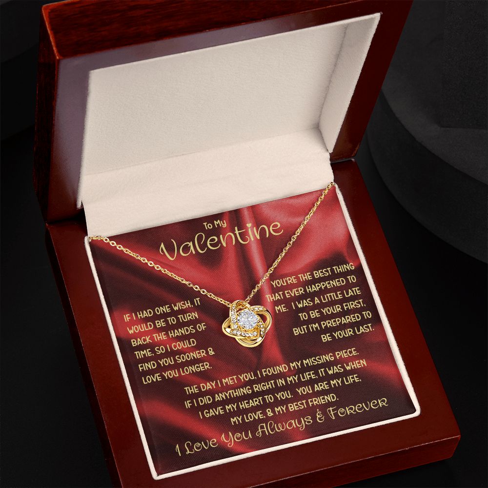 My Valentine Red Love Knot Necklace