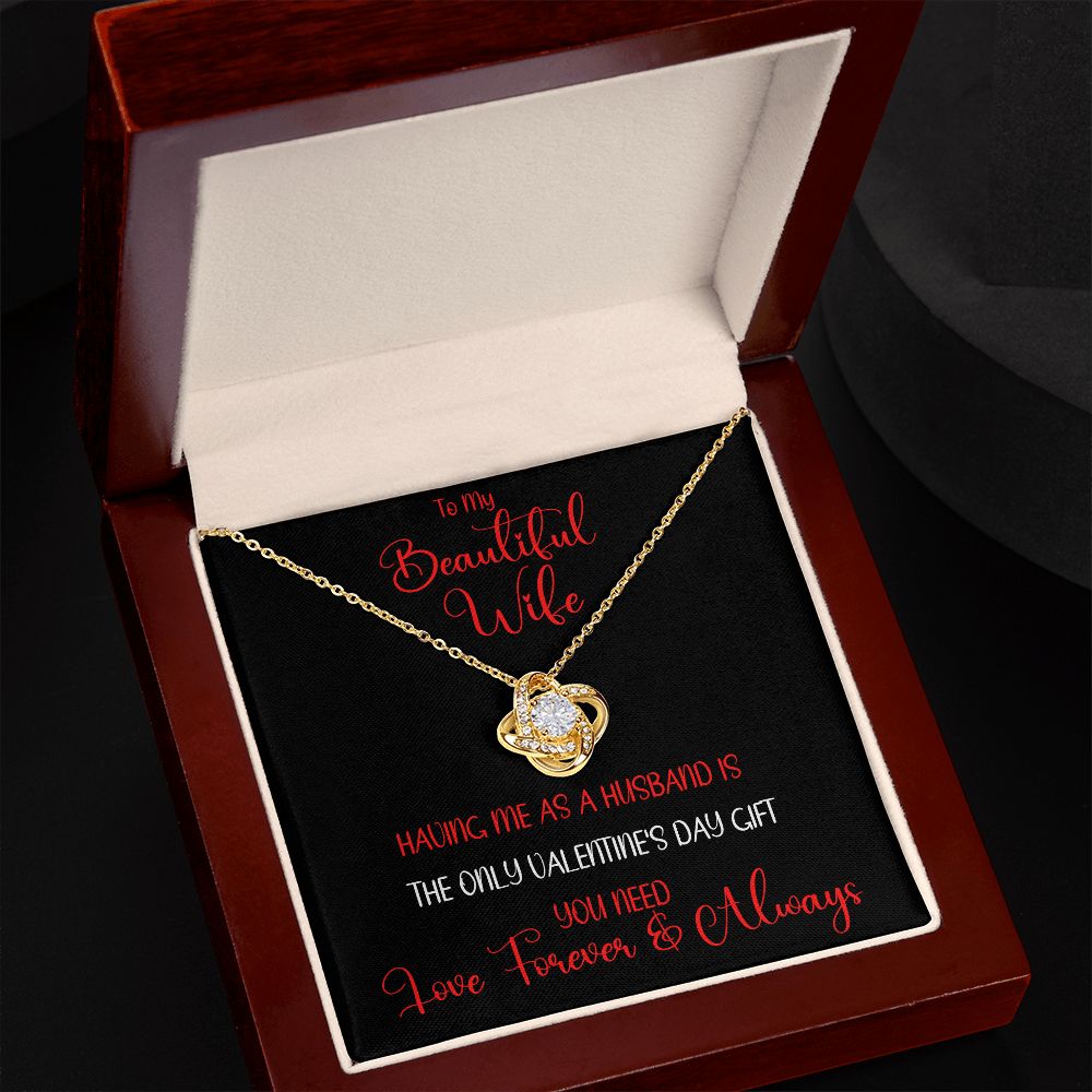 Beautiful Wife Only Gift Love Knot Necklace  Red