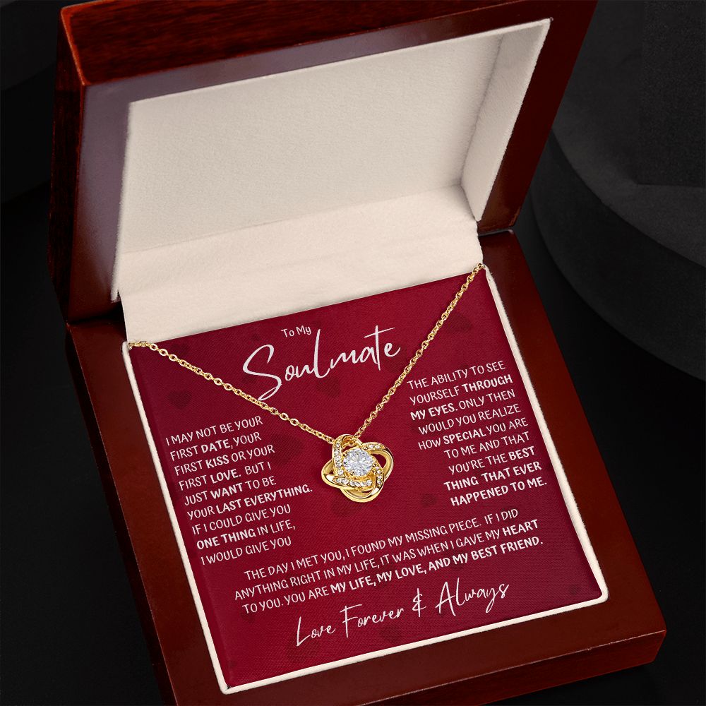 Soulmate Last Red Hearts Love Knot Necklace