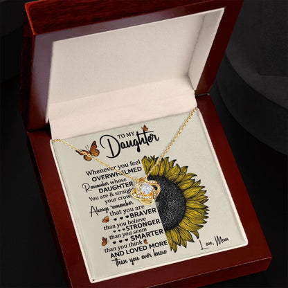 Daughter Sunflower Remember Love Knot Necklace