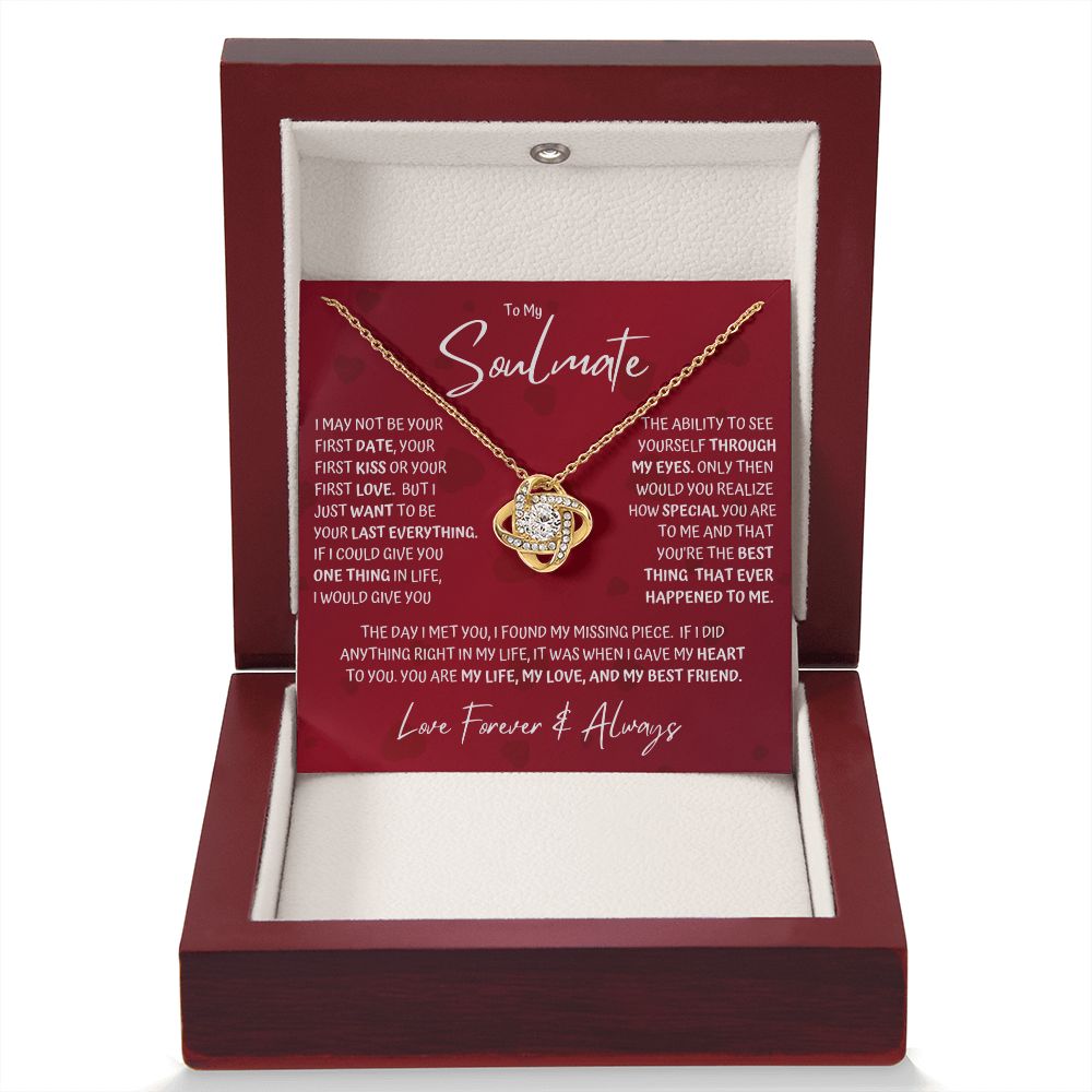 Soulmate Last Red Hearts Love Knot Necklace