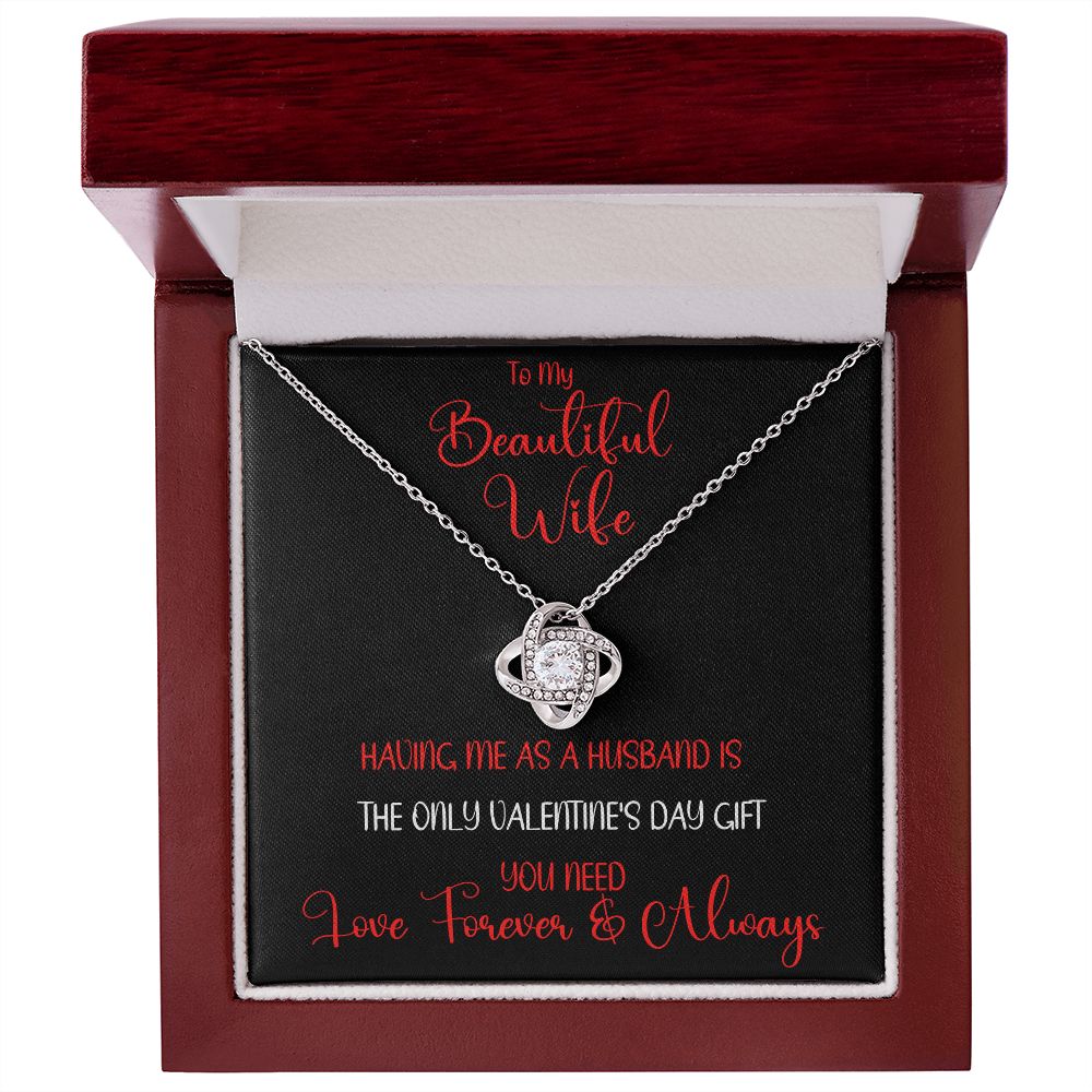 Beautiful Wife Only Gift Love Knot Necklace  Red