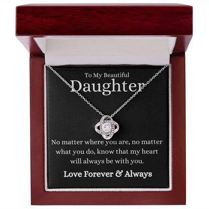Beautiful Daughter No Matter What Black Love Knot Necklace