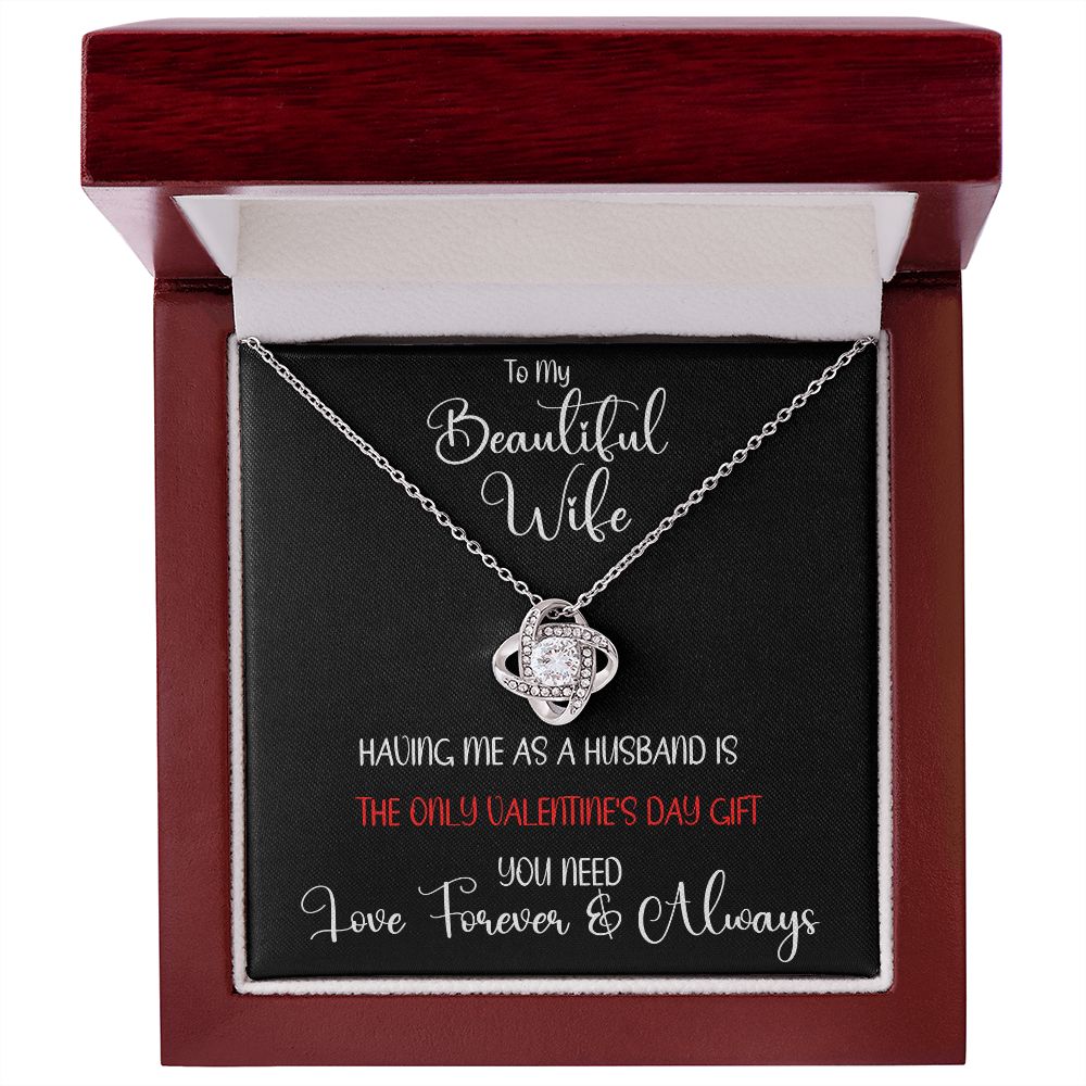 Beautiful Wife Only Gift Love Knot Necklace White