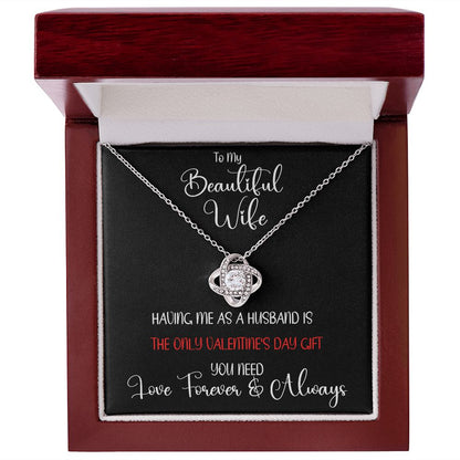 Beautiful Wife Only Gift Love Knot Necklace White