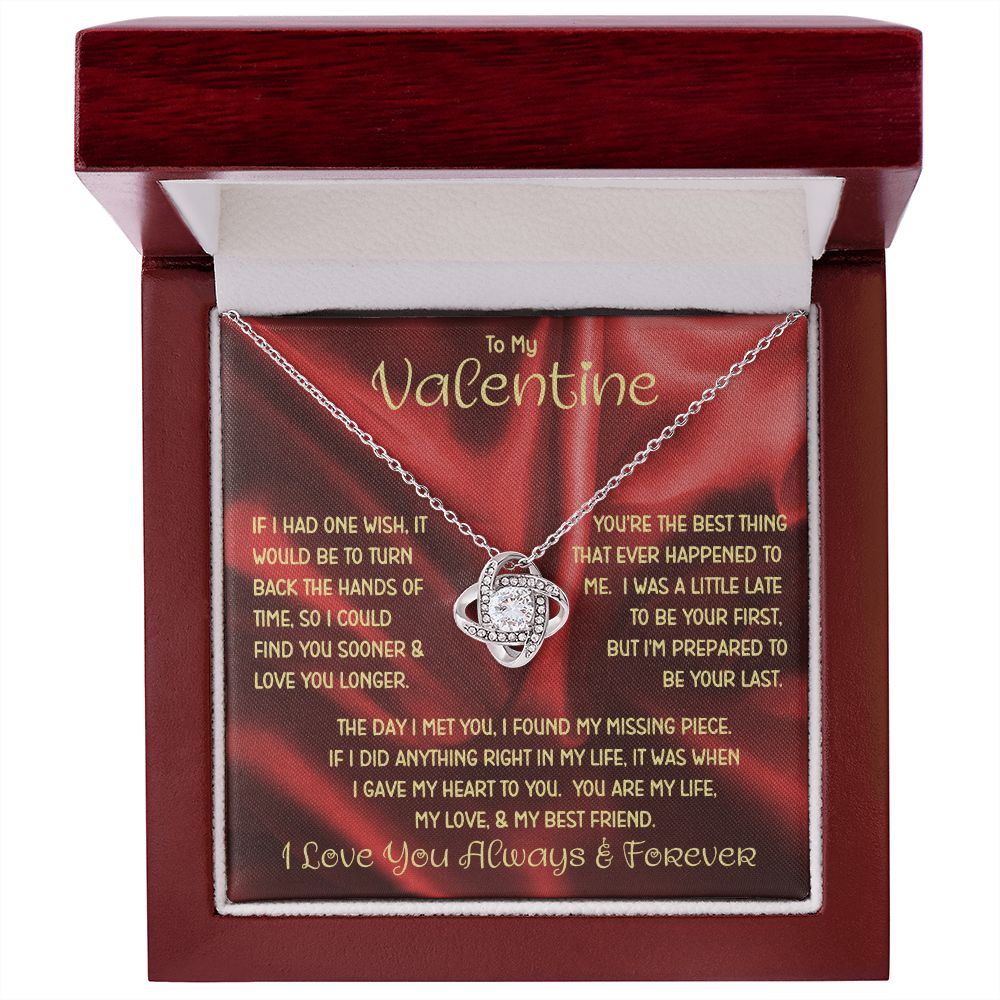 My Valentine Red Love Knot Necklace