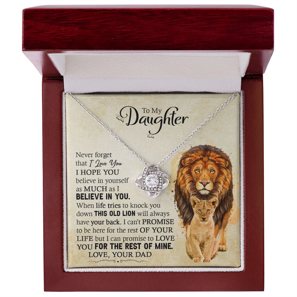 Daughter Dad Old Lion Promise Love Knot Necklace