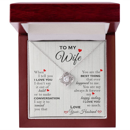 Wife Best Thing Red Hearts Love Knot Necklace