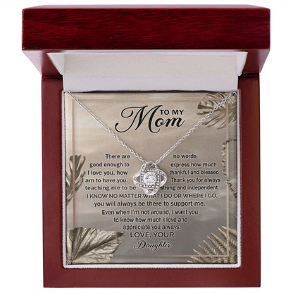 Mom Daughter No Words Love Knot Necklace