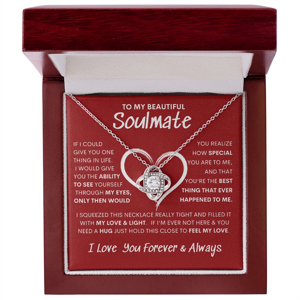 Beautiful Soulmate Special Big Red Heart Love Knot Necklace