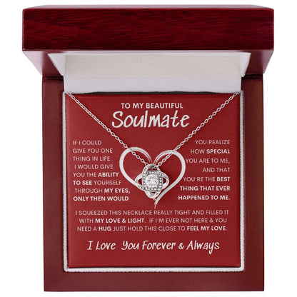 Beautiful Soulmate Special Big Red Heart Love Knot Necklace