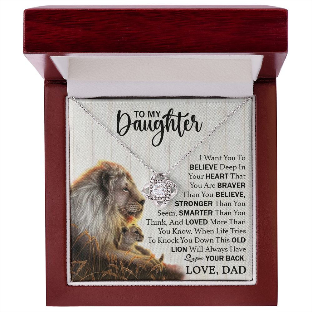 Daughter Dad Old Lion Believe Love Knot Necklace