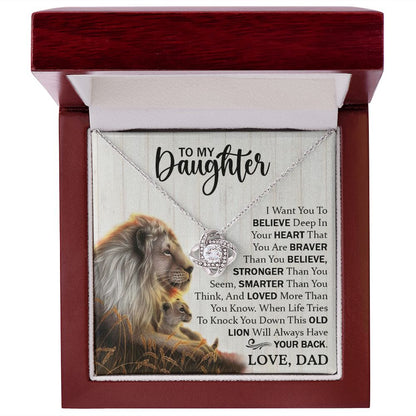 Daughter Dad Old Lion Believe Love Knot Necklace