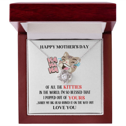Mother's Day Your Brown Kitty Love Knot Necklace